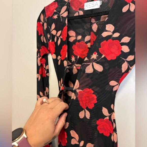 RESA Black and Red Floral Long Sleeve Dress - Picture 3 of 5